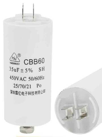 Конденсатор CBB60 35uF 450V (4 клеммы, с болтом) VEBEX 513035