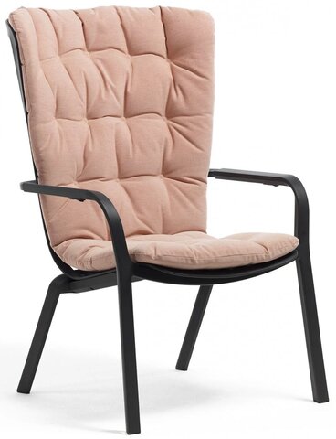 Лаунж-кресло пластиковое с подушкой Nardi Folio, антрацит, розовый