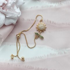 Браслет с подсолнухом безразмерный, позолота, СГ059