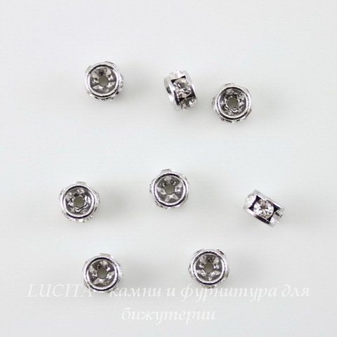 77503 Бусина - рондель Сваровски Crystal (цвет - античное серебро) 3х2 мм ()
