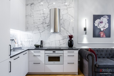 Белая кухня в минималистичном стиле