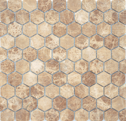 Мозаика Pietrine Hexagonal - Emperador Light матовая 28,5x30,5х0,6 см (чип 18х30х6 мм)