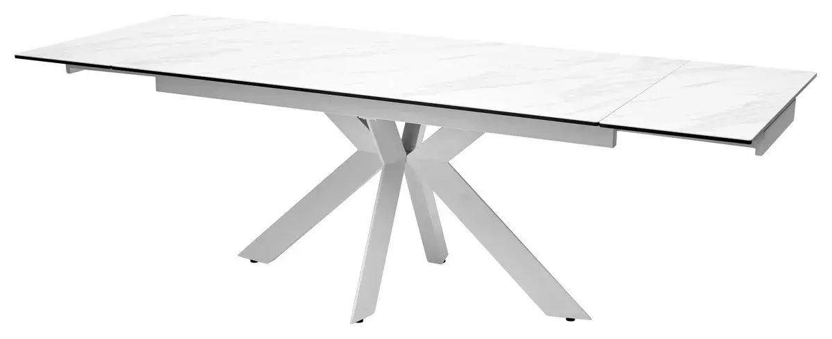 Стол BELLUNO 160 MARBLES KL-99 Белый мрамор матовый, итальянская керамика/ белый каркас, DISAUR