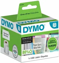 Dymo Многофункц. этикетки 57х32мм 1000шт/рул, легко удаляемые черный шрифт на белом фоне [S0722540]