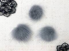 Меховой помпон норка, d 3,2 см, серый