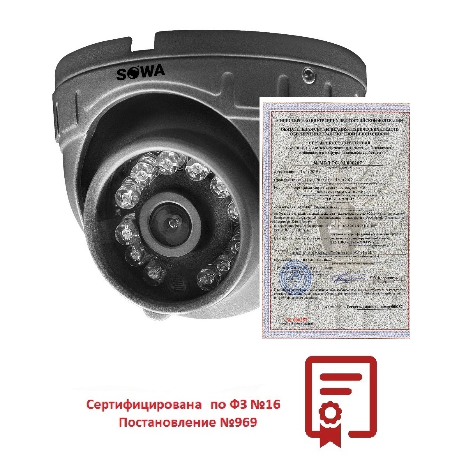 AHD камера для транспорта SOWA T221-21 (c ИК) (сертифицирована по ФЗ №16,  Постановление №969) купить недорого с доставкой в интернет-магазине 