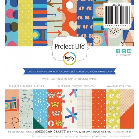 Набор односторонней бумаги Forever young edition для Project Life 15x15 см