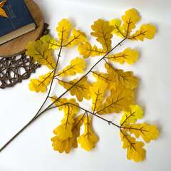 Дуб желтые листья, искусственная зелень, ветка 60 см., набор 2 ветки.