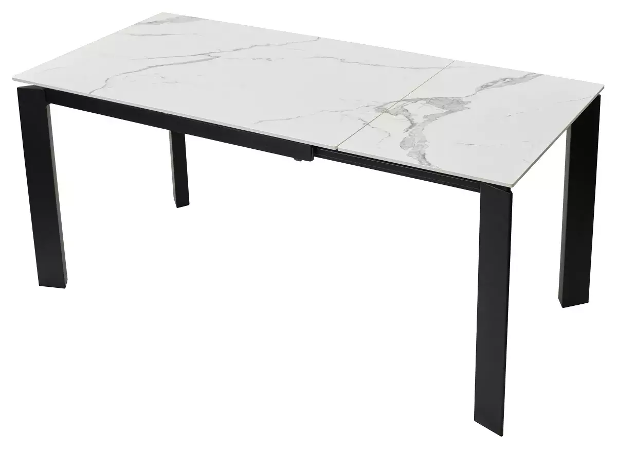 Стол CORNER 120 GLOSS STATUARIO WHITE SOLID CERAMIC / BLACK, DISAUR