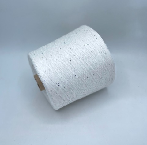 G&G Filati  (пр.Италия),art-Eucalipto, 1100м/100гр, 100%Эвкалипт+пайетка(серебро) , цвет-Молочный, арт-34035