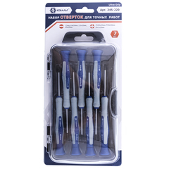 ОПТСНАБТОРГ | Набор отверток КОБАЛЬТ Ultra Grip для точных работ 50 мм, SL1.5; SL2.0; SL2.5; SL3.0; PH00; PH0;PH1 CR-V кейс (7 шт.) блистер (245-220)