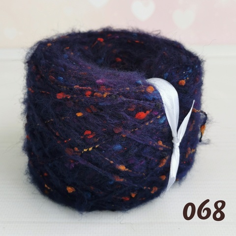 Фантазийная пряжа с бубышками 200м/100г, 2468, Темный синий