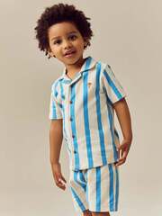 Рубашка с коротким рукавом и шорты в комплекте для мальчика Next E63-609, Синий, Кремовый