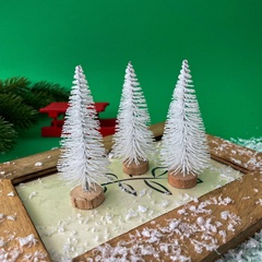Елочки мини искусственные декоративные на подставке, Белые, 8,5 см, набор 3 шт.