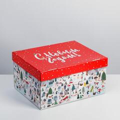 Коробка сборная одиночная Прямоугольник, «Новый год», 31*25*16 см