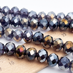 Бусины рондель с огранкой, стекло, цвет темно-фиолетовый, размер около 7,7*9,7 мм, цена за 24-25 шт (1/2 нити)