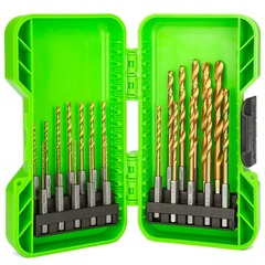 GREENWORKS Набор сверл HSS-TiN 1,5-8,0 мм с шестигранным хвостовиком в кейсе 22 шт. (2943907)