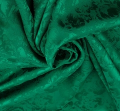 Атлас жаккард "Моар" цветы, 150 г/м2, ш. 150 см, зелёный