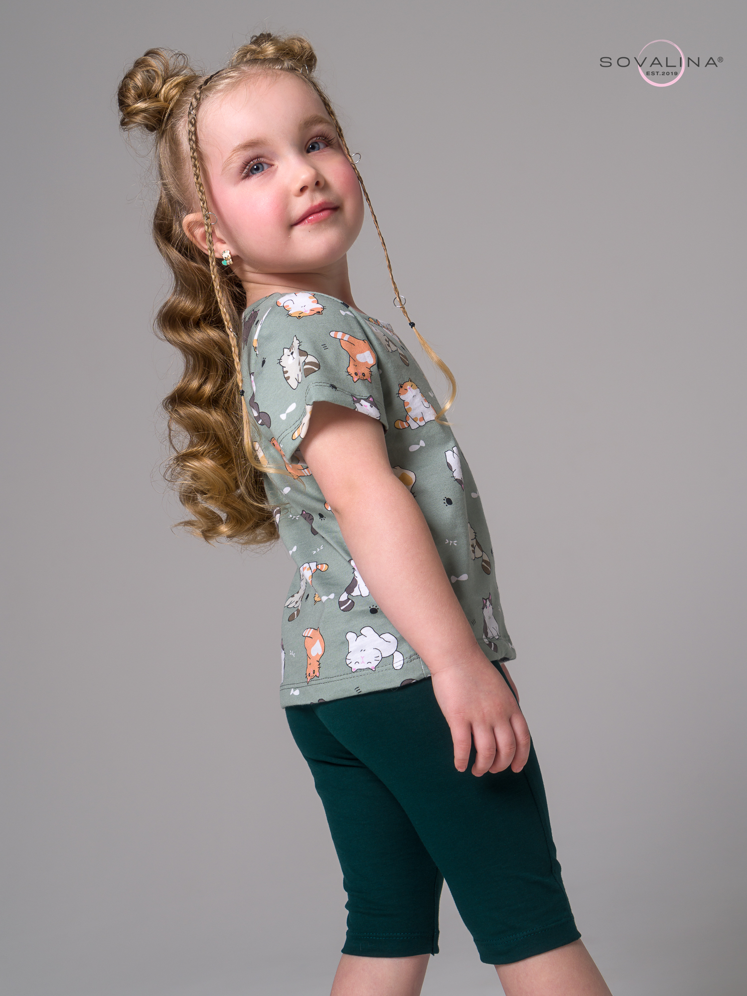 Костюм Актив котята хаки-изумруд