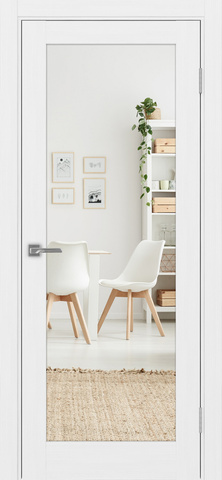 Турин_501.2.30 ЭКО-шпон Белый лёд-Зеркало/Зеркало