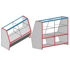 Прилавок ПП-4а (1230мм) наклонный ЛДСП/стекло, кромка красная