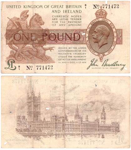 Великобритания 1 фунт 1923 f