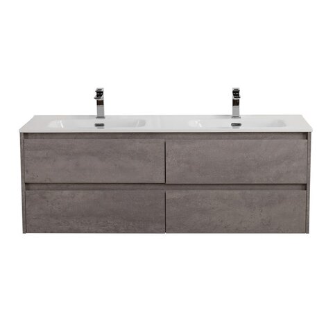 BelBagno KRAFT-1200-4C-SO-2-CG KRAFT База под раковину подвесная с четырьмя выкатными ящиками для раковины с двумя чашами, Cemento Grigio, 1200x460x500