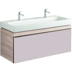 Шкафчик для раковины Geberit Citterio, с одним выдвижным ящиком: B=118.4см, H=55.4см, T=50.4см, бежевый / глянцевое стекло, светлый дуб / меламин, структура дерева фото