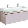 Шкафчик для раковины Geberit Citterio, с одним выдвижным ящиком: B=118.4см, H=55.4см, T=50.4см, бежевый / глянцевое стекло, светлый дуб / меламин, структура дерева