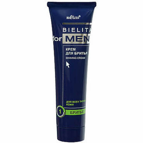 Крем для бритья с глицерином, витамином Е, ментолом,100 мл ( Bielita for Men )