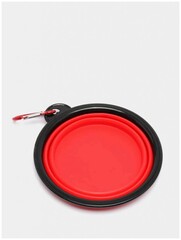 Складная силиконовая миска с карабином для прогулок и путешествий, цвет красный