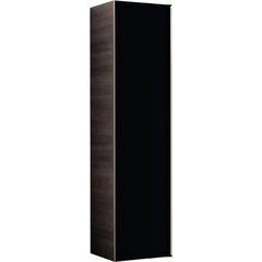 Высокий шкафчик Geberit Citterio с одной дверью: B=40см, H=160см, T=37.1см, черный / глянцевое стекло, темный дуб / меламин, структура дерева фото