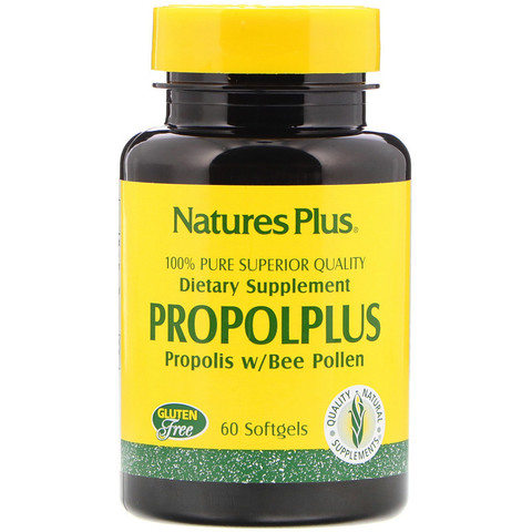 Nature's Plus, Propolplus, прополис с пчелиной пыльцой, 60 капсул
