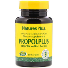 Nature's Plus, Propolplus, прополис с пчелиной пыльцой, 60 капсул