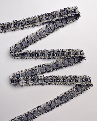 Тесьма с пайетками , цвет: сине-белый , ширина 22 мм