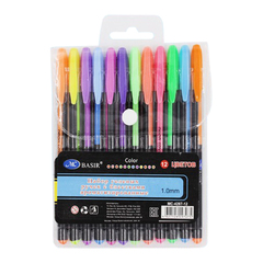 
          Ручка гелевая, Basir, цветные чернила, серия "Неон - пастель", ароматизированные, с блёстками, 12 шт