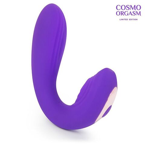 Фиолетовый изогнутый вибромассажер двойного действия - 18 см. - Cosmo COSMO ORGASM CSM-23164