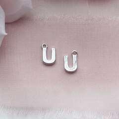Подвески буквы T, U, V, W, X, Y, Z родий, 8 мм, 1 шт, П772, П773, П774, П775, П776, П777, П778