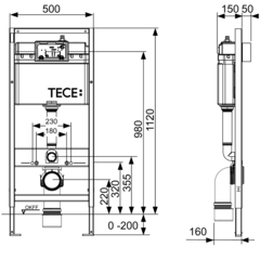 TECE TECEbase 9400413 инсталляция для подвесного унитаза 4в1 с панелью смыва ТЕСЕnow белая