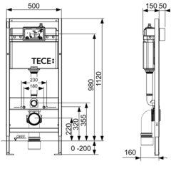 TECE TECEbase 9400013 инсталляция для подвесного унитаза 4в1 с панелью смыва ТЕСЕnow белая