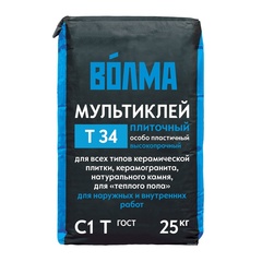Клей для тяжелой плитки и натурал. камня Волма Мультиклей Т34 (25 кг)