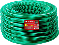 ЗУБР 38 мм x 15 м, 3 атм, со спиралью ПВХ, напорно-всасывающий шланг (40325-38-15)