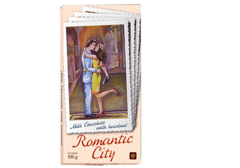 Молочный шоколад с фундуком "Romantic city", 100г