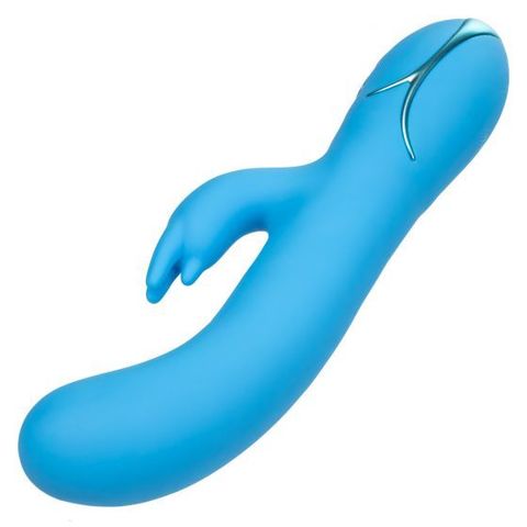 Голубой вибромассажер Insatiable G Inflatable G-Bunny с функцией расширения - 21 см. - California Exotic Novelties SE-4510-20-3