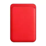 Кожаный чехол для пластиковых карт магнитный (MagSafe) / Картхолдер - кошелек для iPhone 12, 13 серии Leather Wallet (Красный)