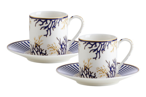 Набор чашек с блюдцами 2шт 80мл Pozzi Milano 1876 Corallo