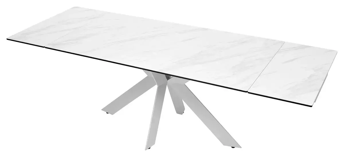 Стол BELLUNO 160 MARBLES KL-99 Белый мрамор матовый, итальянская керамика/ белый каркас, DISAUR