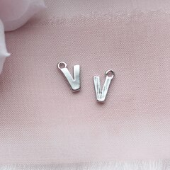 Подвески буквы T, U, V, W, X, Y, Z родий, 8 мм, 1 шт, П772, П773, П774, П775, П776, П777, П778