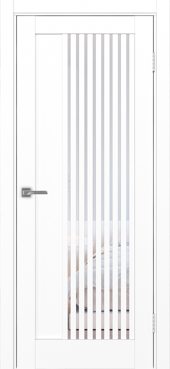 Дверь межкомнатная Оптима Порте Турин 544.12, цвет белый снежный, экошпон, стекло прозрачное