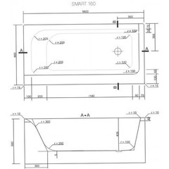 ВАННА АКРИЛОВАЯ CERSANIT SMART 160x80 С НОЖКАМИ
